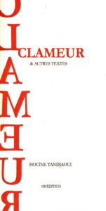 « Clameur » de Hocine TANDJAOUI- couverture du livre